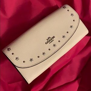 Coach Slim Wallet with Floral Rivets